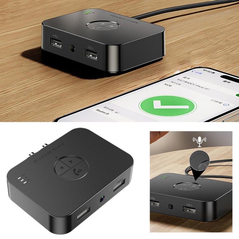 M2R Wireless Audio Receiver, Bluetooth 6.0 Transmitter & Receiver 2-in-1, Dual Link to 2 Phones, USB/U Disk/AUX/RCA Playback, Support Lossless Audio, IR Remote, for Home/Car Stereo Amplifier - Image 3